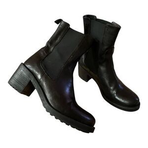 Emanuele Castro Made In Italy Black Leather Chelsea Ankle Boots Size 39/ US 8.5